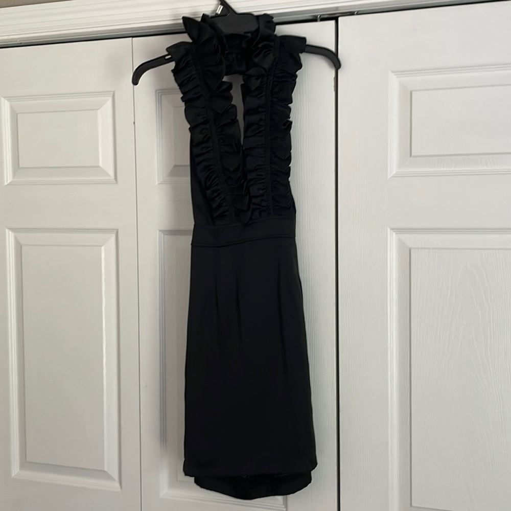 Esley Black Ruffle Halter Dress